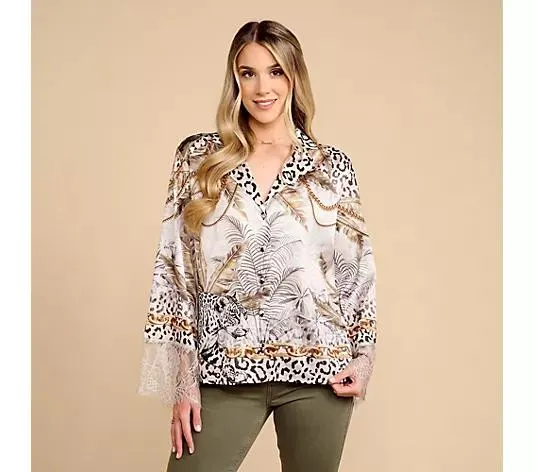 SCHIFFHAUER MUNICH® Blusenjacke, 1/1-Arm Volant-Detail Knopf-Verschluß leger weit