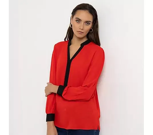 Wählen Sie Ihre Variante: STEFFEN SCHRAUT Bluse Serafino-Ausschnitt Kontrastdetails leger weit