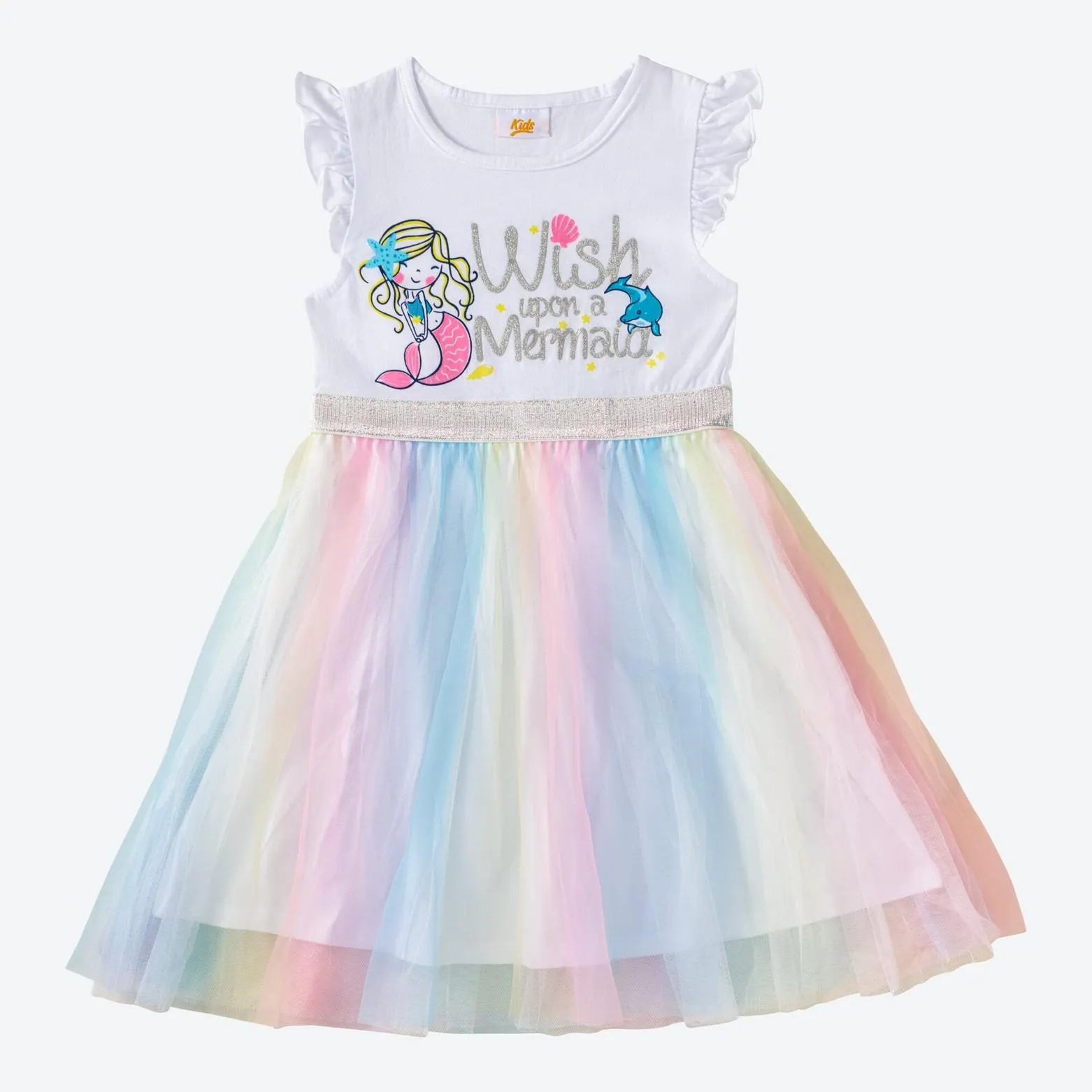 Kinder-Mädchen-Kleid in Regenbogen-Design