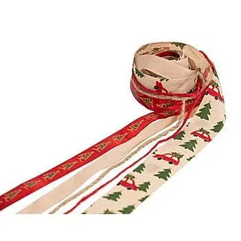Bänderpaket "Weihnachten", natur-rot, 2–37 mm, 5x 2 m