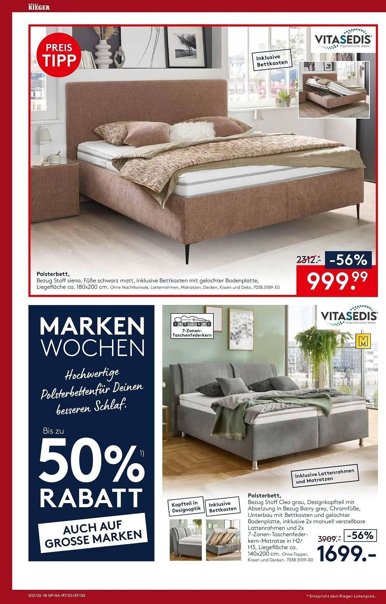 Möbel Rieger Prospekt von 26. März bis 9. April 2026 - Prospekt seite 18