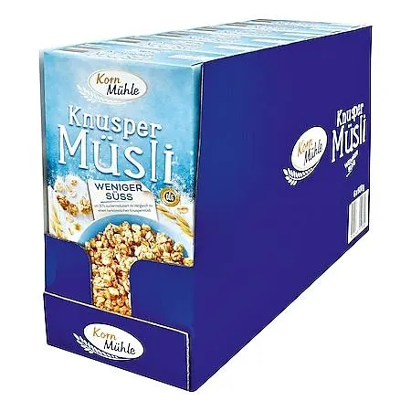 Kornmühle Knusper Müsli weniger süß 600 g, 6er Pack