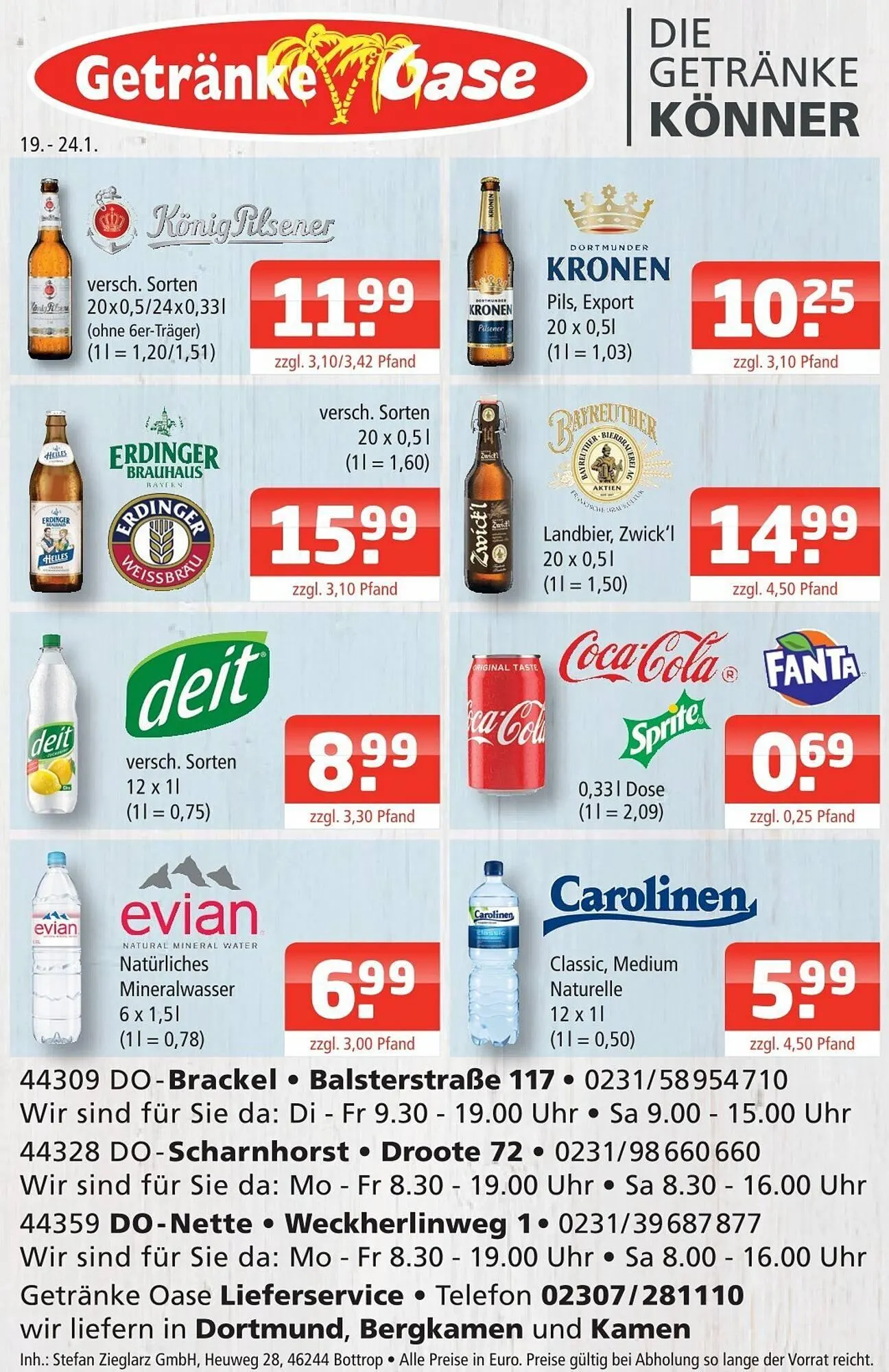 Getränke Oase Prospekt von 19. Januar bis 24. Januar 2026 - Prospekt seite 1