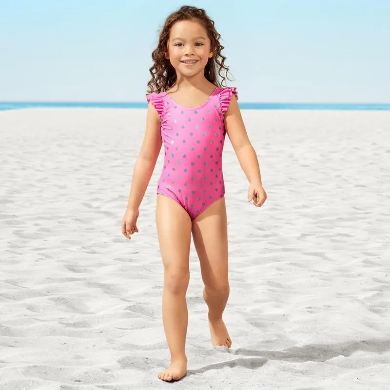 Mädchen-Badeanzug mit Herzen-Motiven