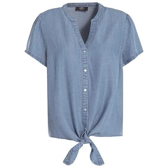 Damen Blusentop in Denim-Optik