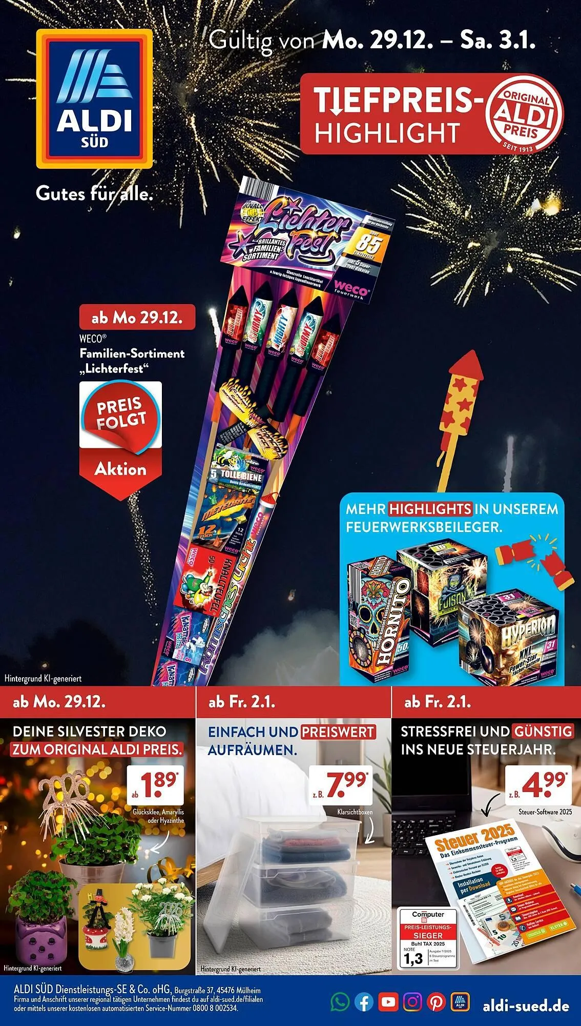 Aldi Süd Prospekt von 29. Dezember bis 4. Januar 2026 - Prospekt seite 1