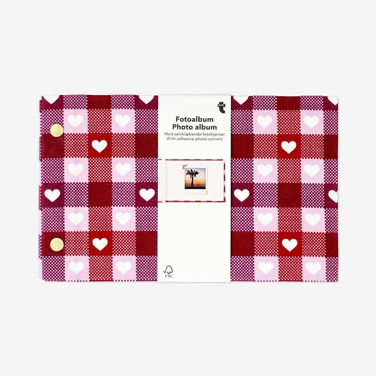 Photo album with red hearts