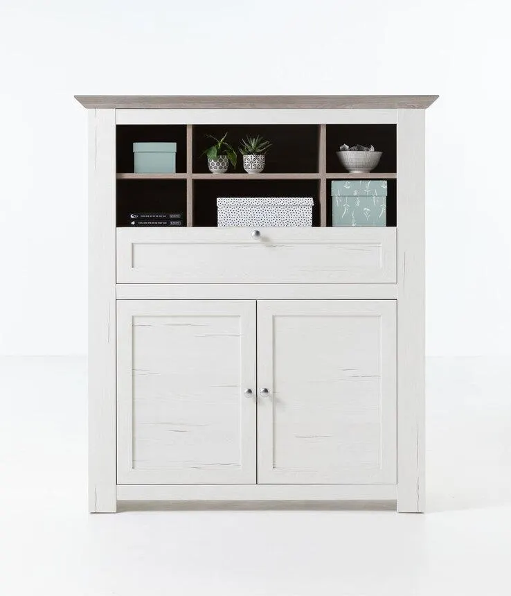Highboard MARBELLA 116 x 135 cm weiß/ braun offen