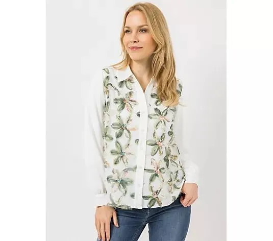 DAWID by Dawid Tomaszewski Bluse, Langarm Blumenstickerei leger weit