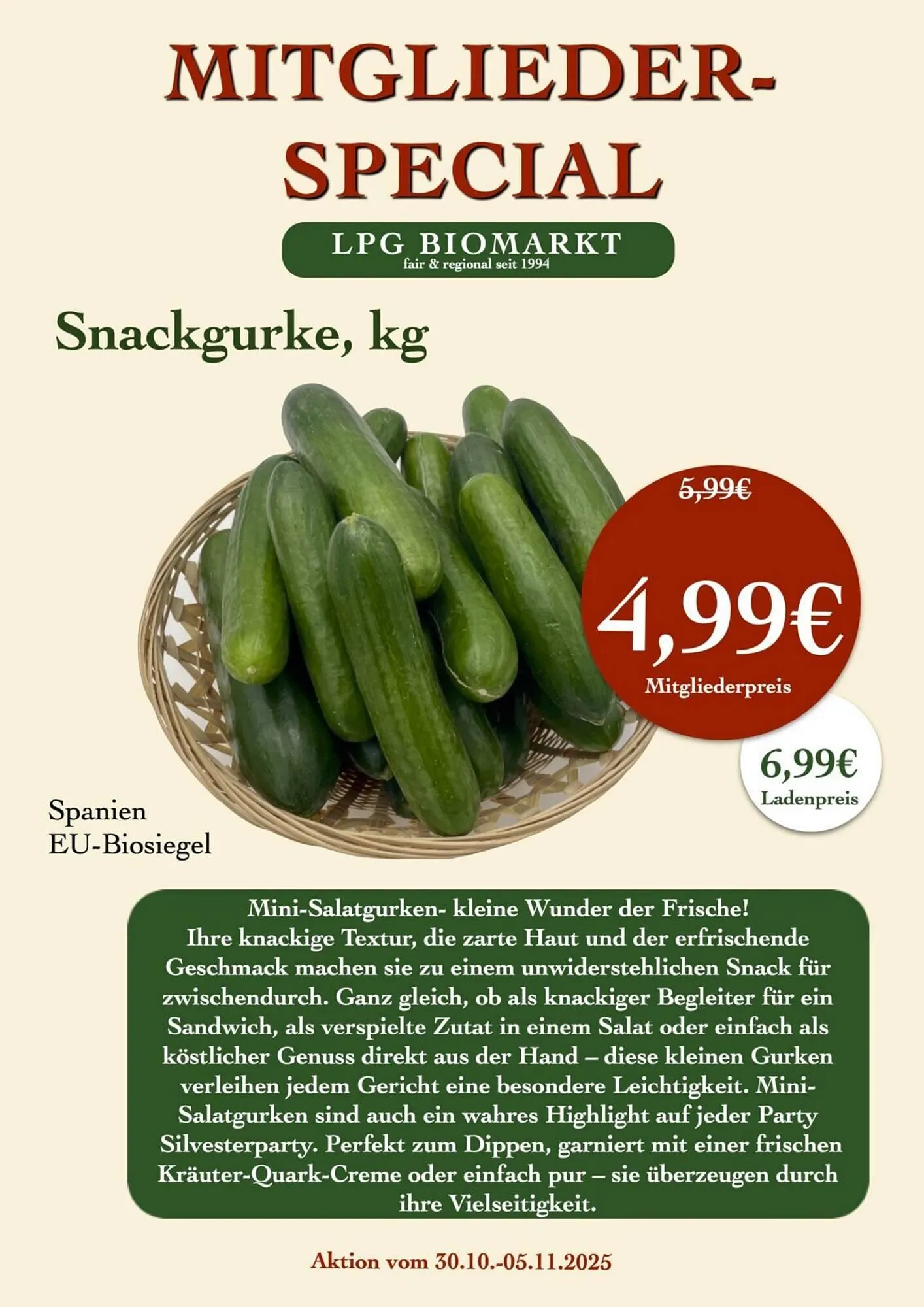 LPG Biomarkt Prospekt von 30. Oktober bis 5. November 2025 - Prospekt seite 15