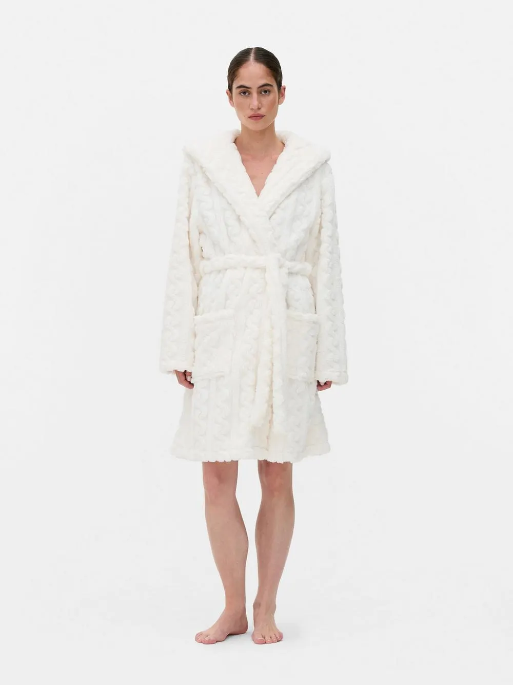 Borg-Bademantel mit Kapuze