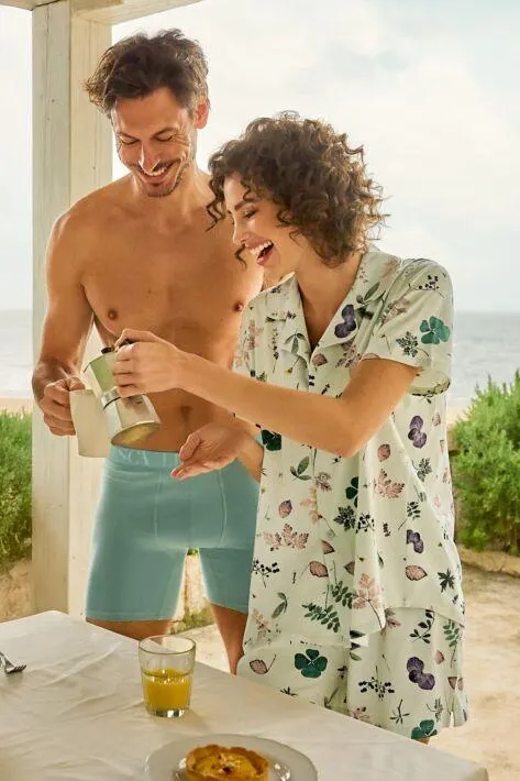 Pyjama mit Schlafshirt und Shorts »Pompeya«
