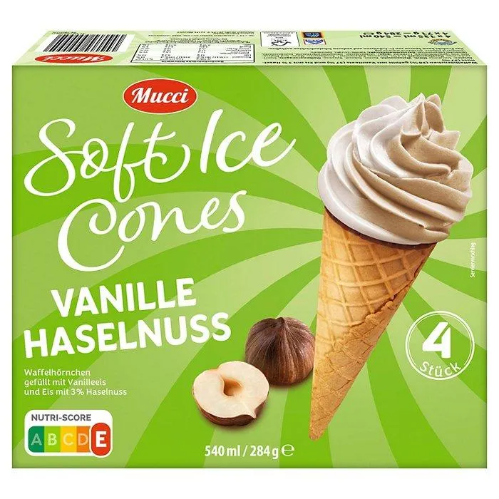 MUCCI Soft Ice Cones 540 ml, Vanille-Haselnuss