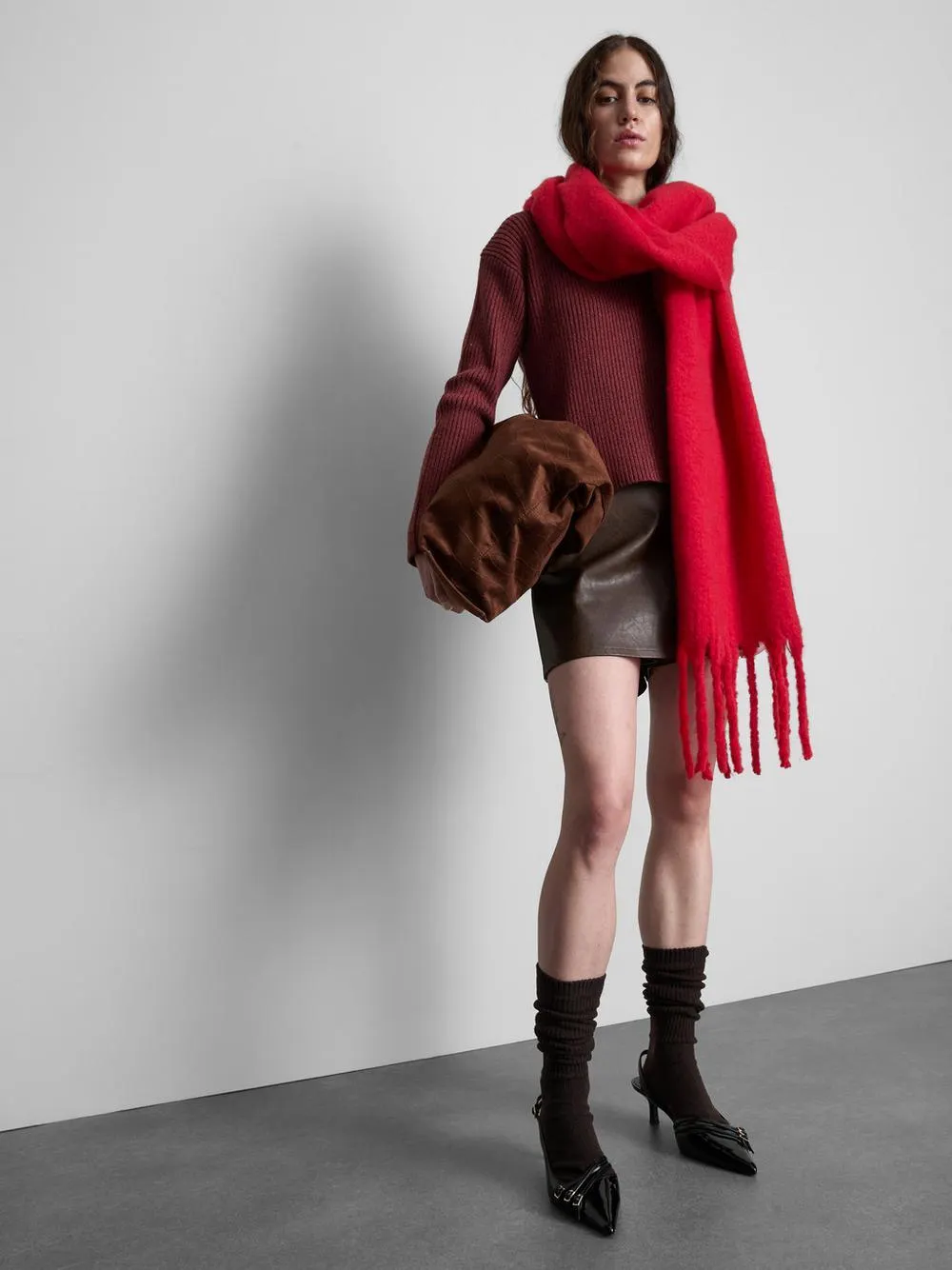 Gerippter Rundhalspullover