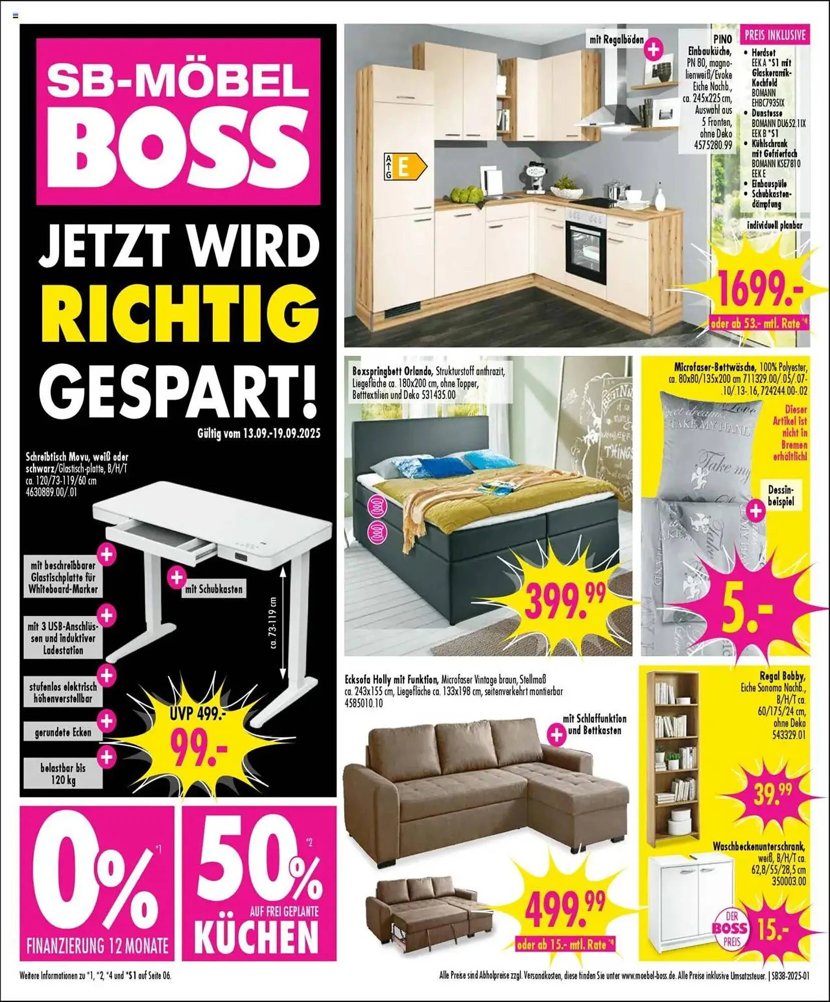 Möbel Boss Prospekt von 13. September bis 19. September 2025 - Prospekt seite 1