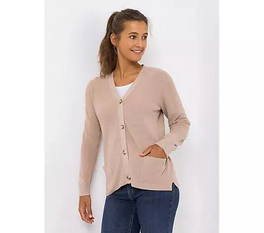 EVA LUTZ Cardigan Knopfleiste V-Ausschnitt figurbetont