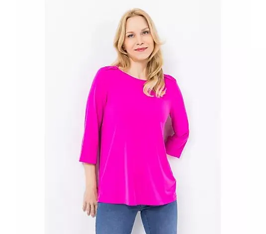 KIM & CO. Shirt, 3/4-Arm Brazil Knit Jersey Zierknöpfe figurumspielend