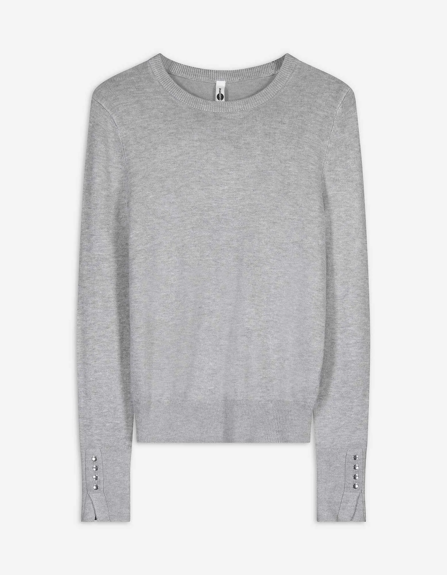 Strickpullover - Zierknöpfe - grau