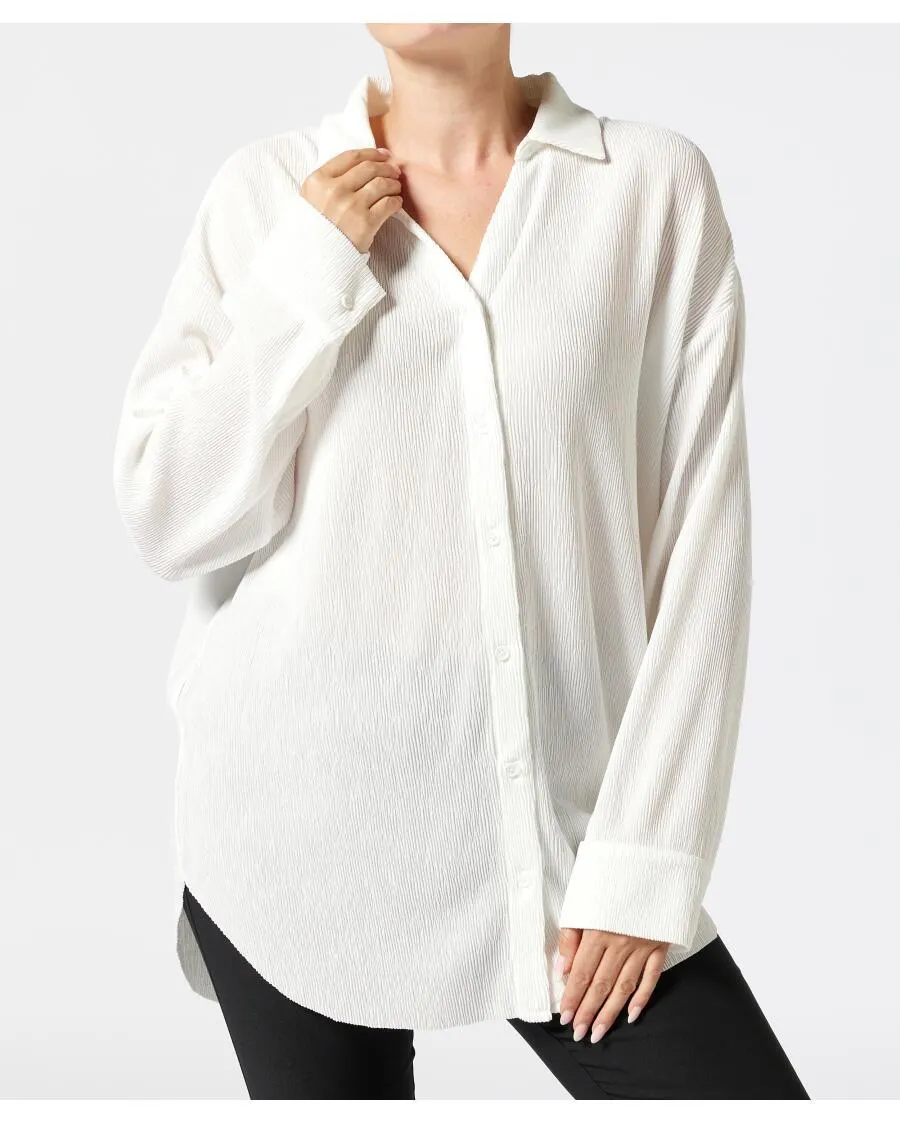 Crinkle-Bluse Janina, Knopfleiste