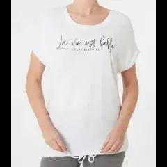 Weißes T-Shirt Janina, Tunnelzug am Saum