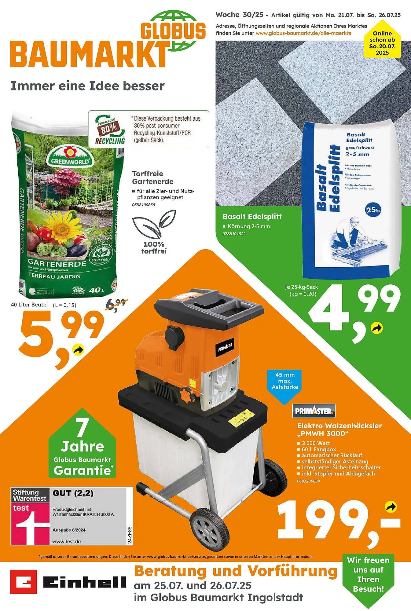Globus Baumarkt Prospekt von 20. Juli bis 26. Juli 2025 - Prospekt seite 1