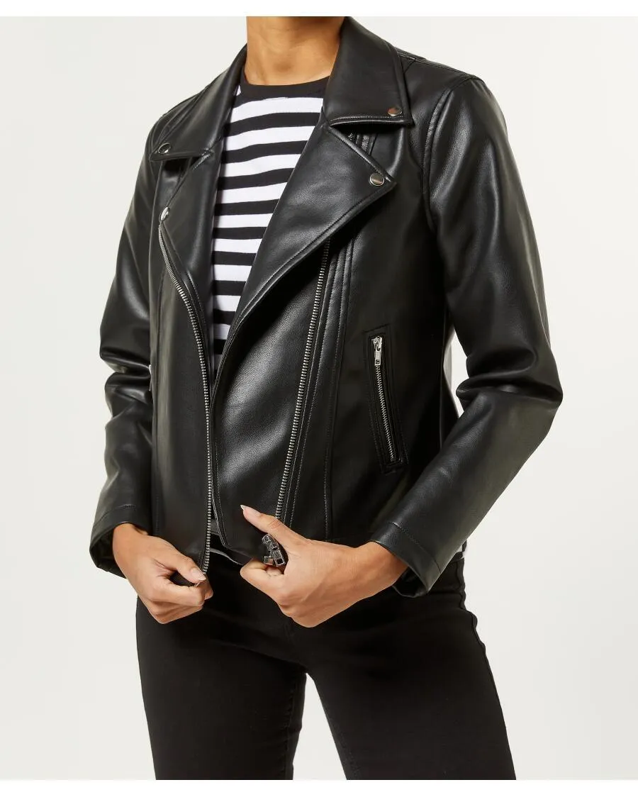 Kunstlederjacke im Biker-Stil Janina, Reißverschluss