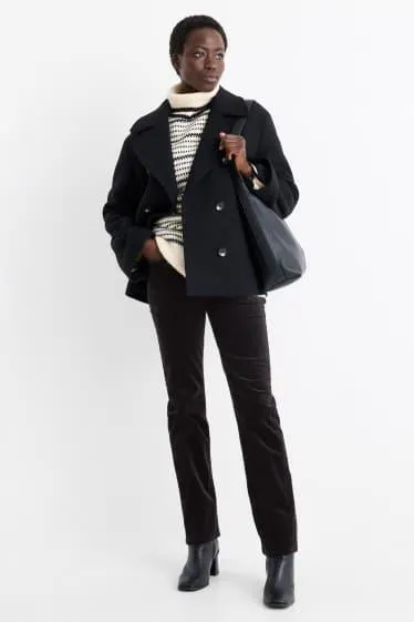 Corduroy trousers - high waist - straight fit - LYCRA®