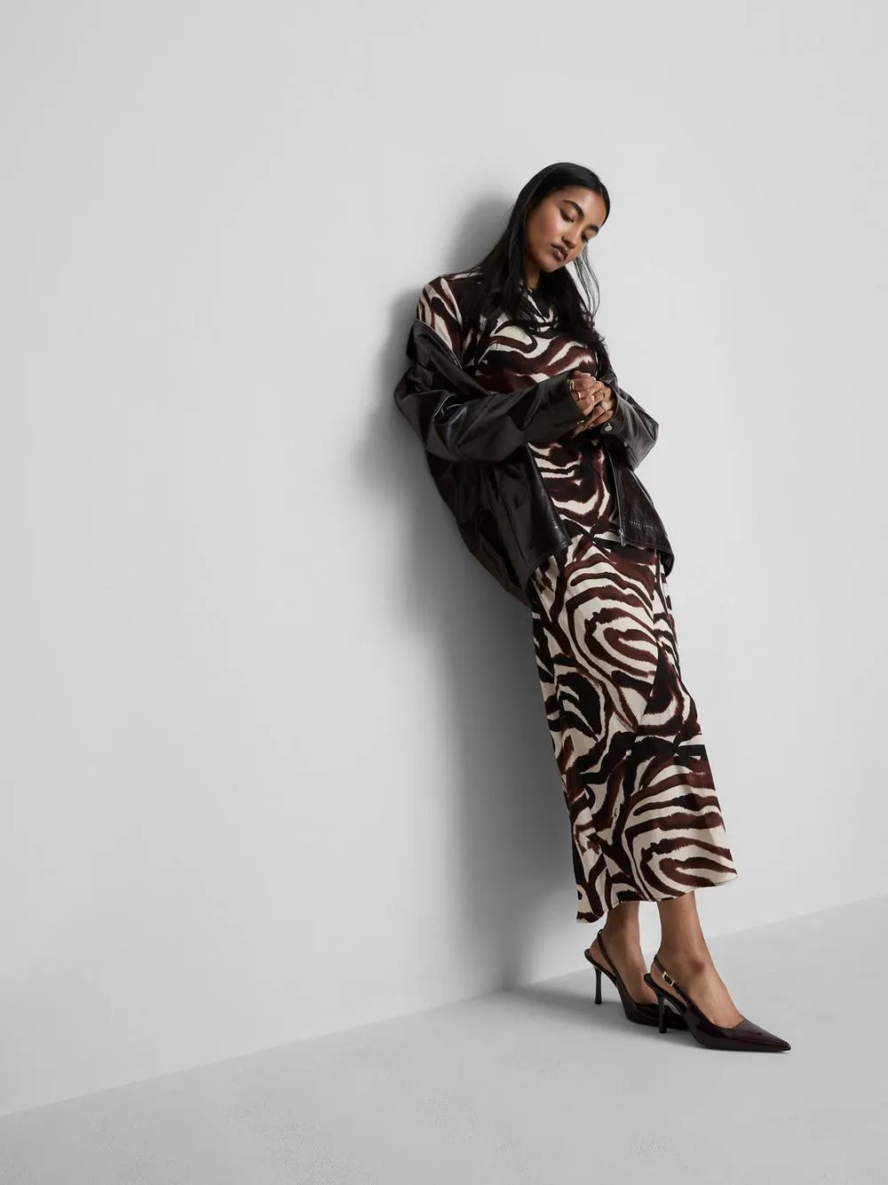 Maxi-Säulenkleid mit Zebramuster