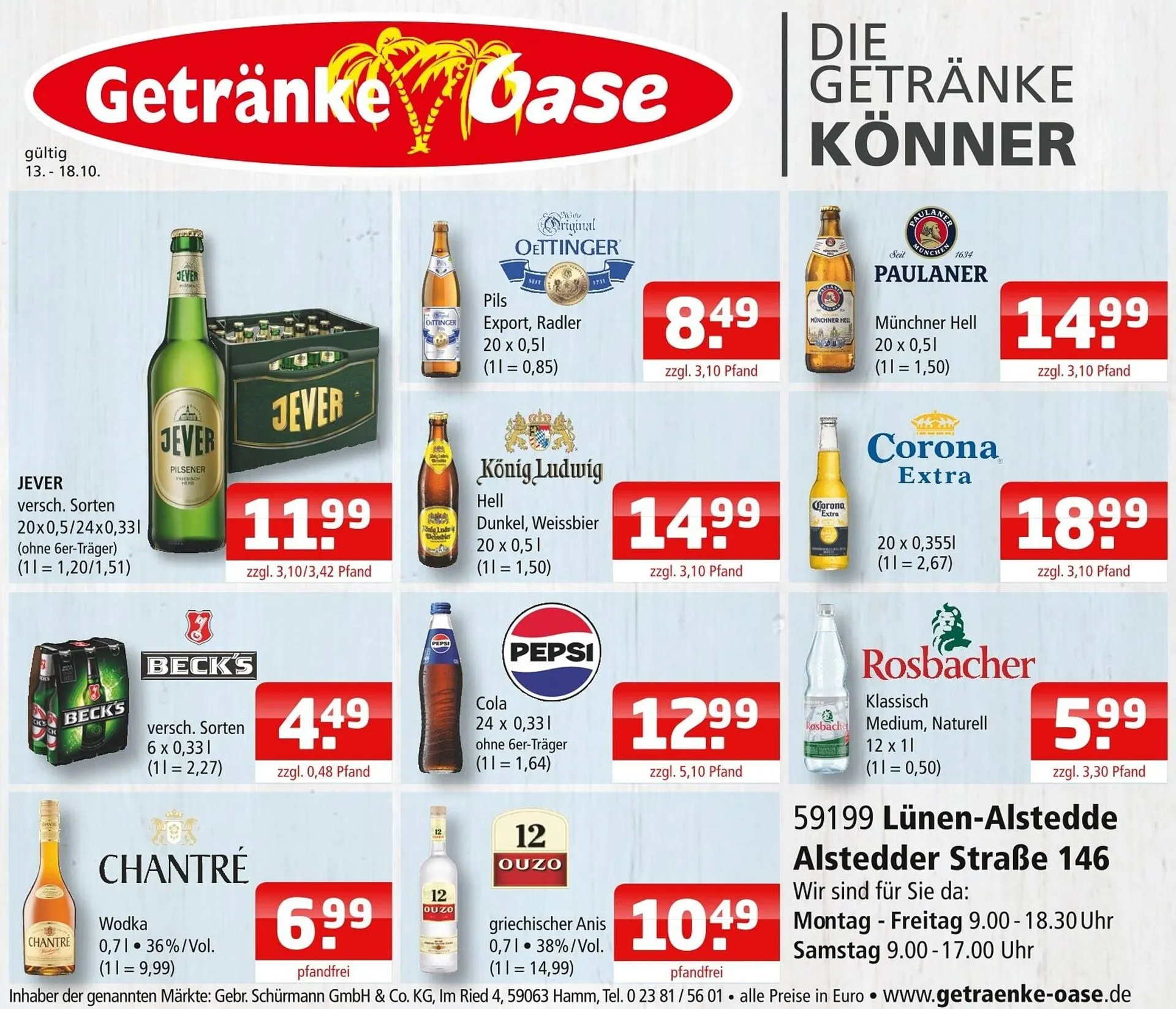 Getränke Oase Prospekt von 13. Oktober bis 18. Oktober 2025 - Prospekt seite 1