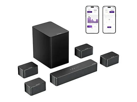 ULTIMEA Poseidon D70 - 2025 Upgrade 410W 7.1 Soundbar mit Subwoofer und Smart APP-Steuerung, Soundbar, Schwarz