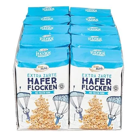 Kornmühle Haferflocken zart 500 g, 10er Pack