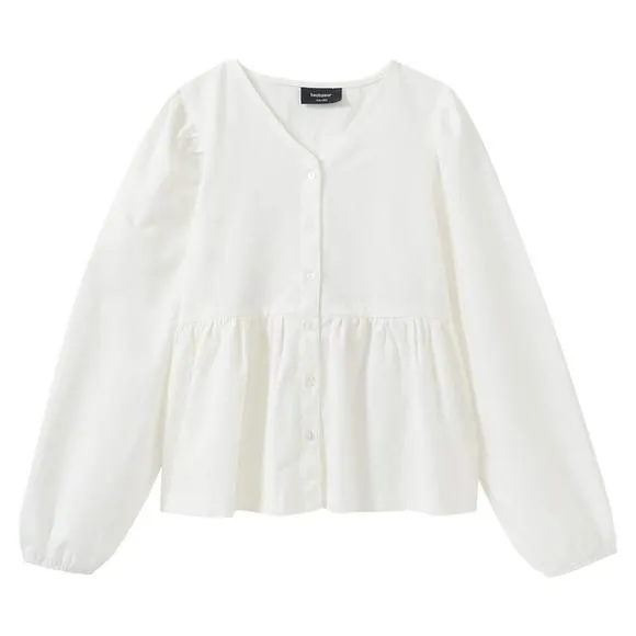 Mädchen Bluse mit Leinen-Anteil