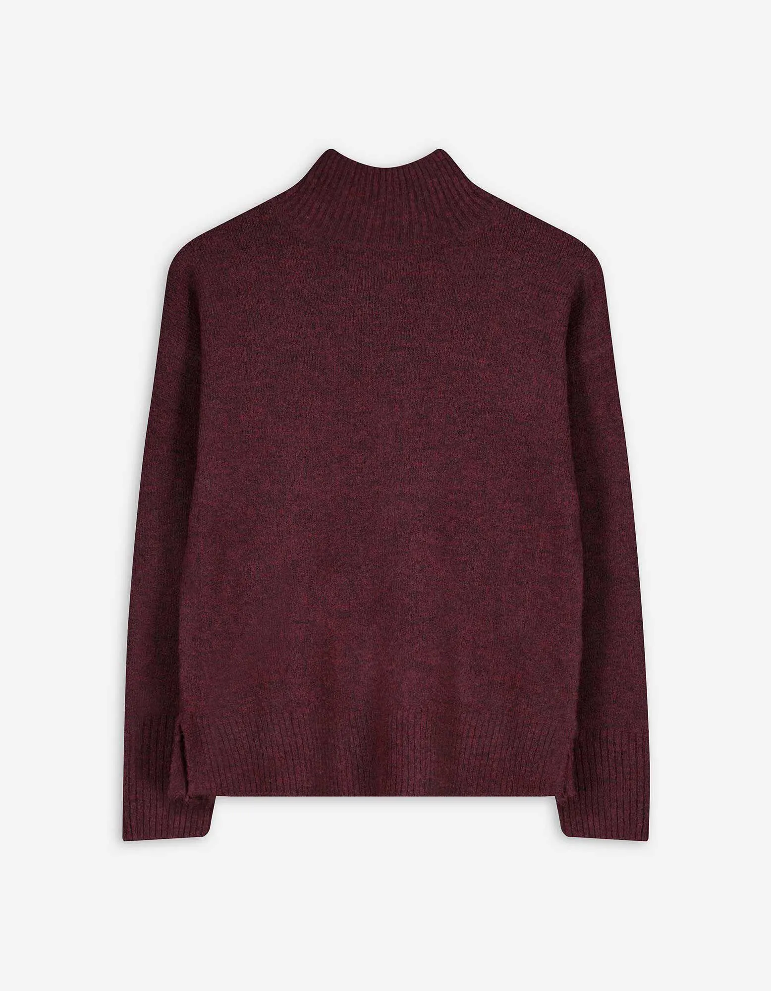 Strickpullover - Mockneck - dunkellila