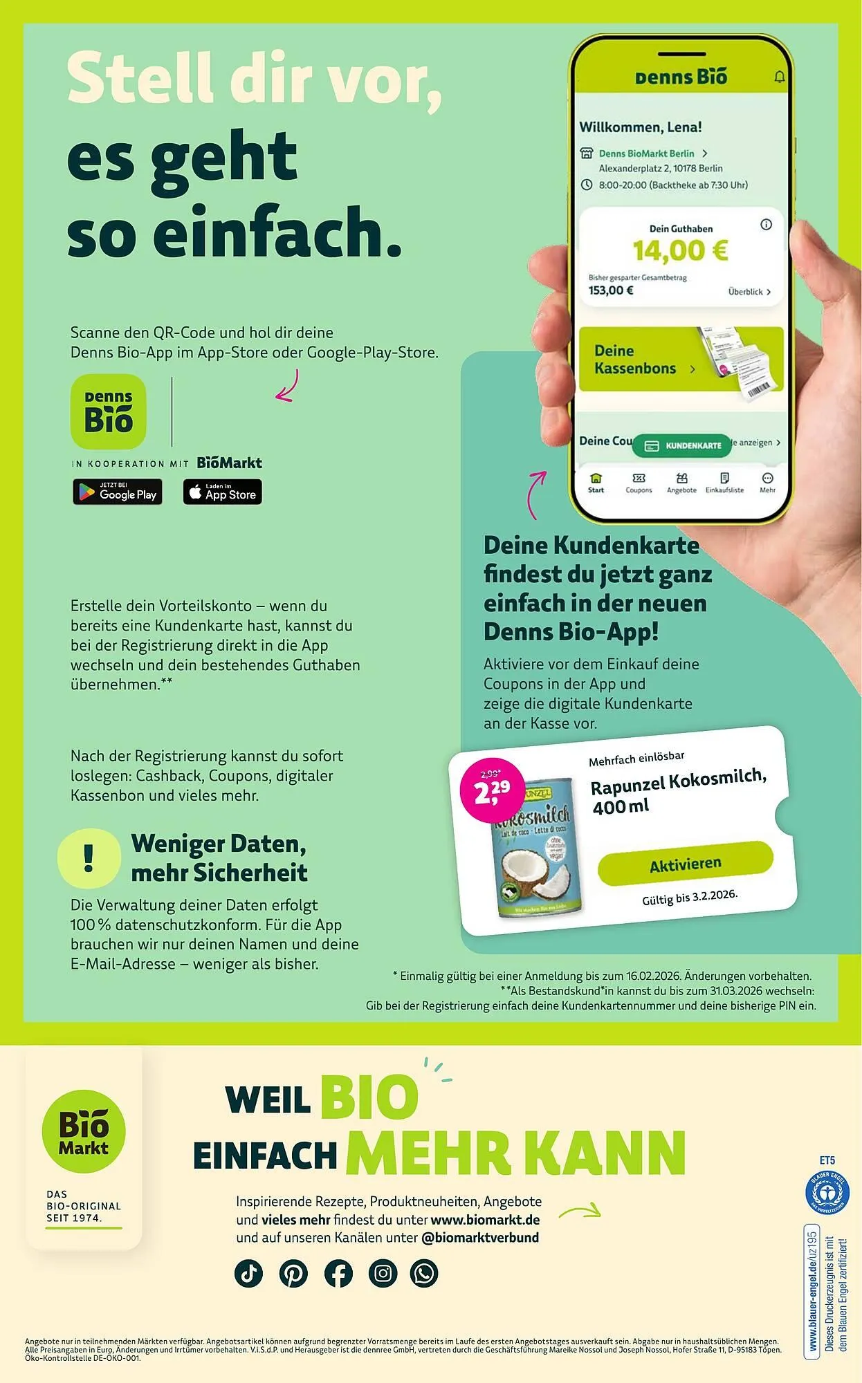 Aleco Biomarkt Prospekt von 28. Januar bis 10. Februar 2026 - Prospekt seite 14