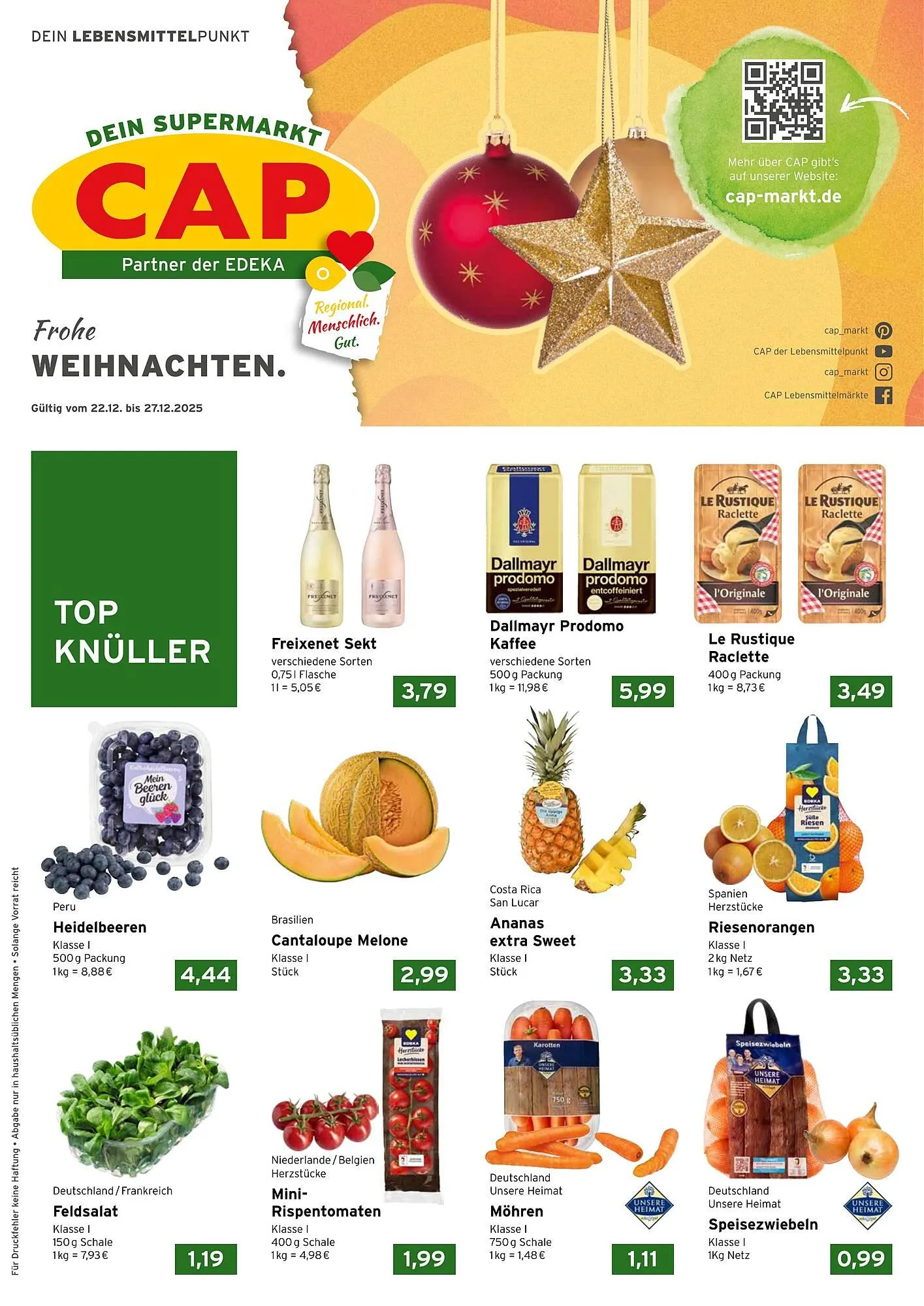 CAP Markt Prospekt von 22. Dezember bis 27. Dezember 2025 - Prospekt seite 1