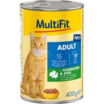 MultiFit Nassfutter Katze Adult, Paté, Kaninchen und Ente 6x400 g