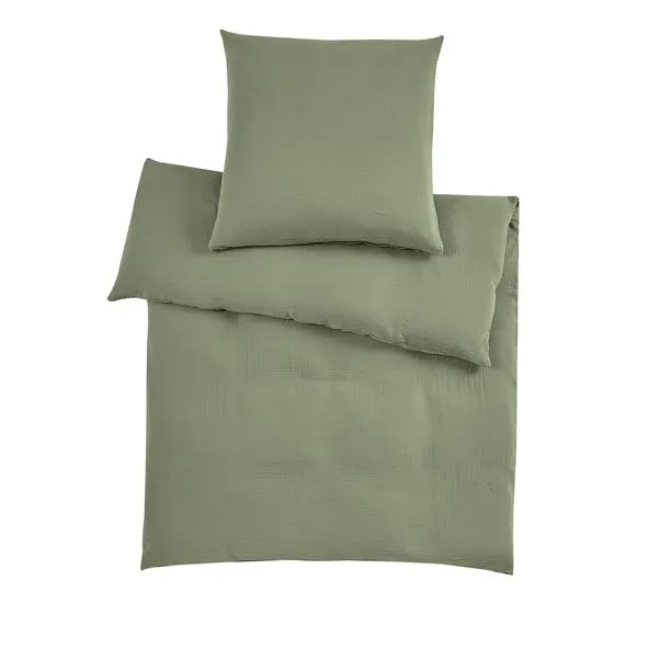 Musselin Bettwäsche, grün, 155 x 220 cm