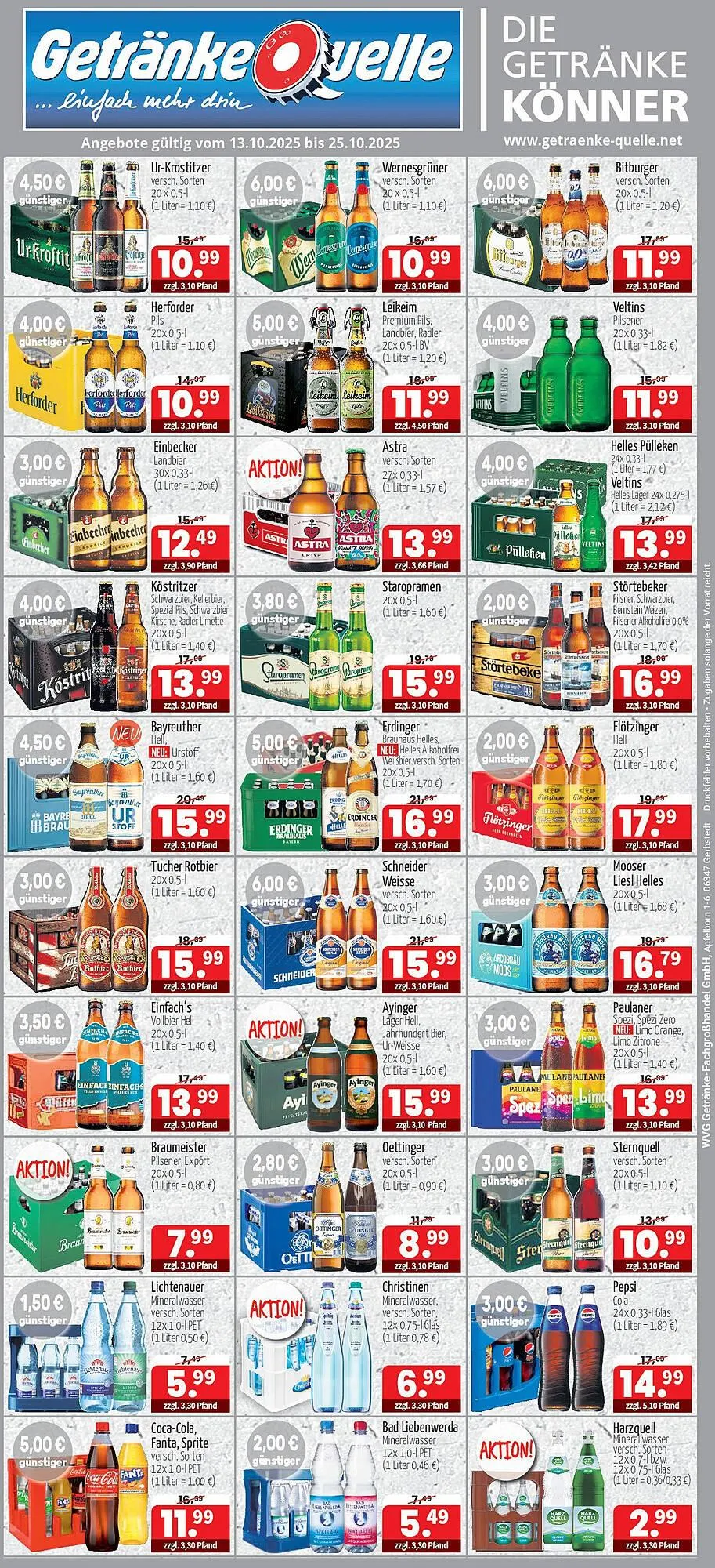 Getränke Quelle Prospekt von 12. Oktober bis 25. Oktober 2025 - Prospekt seite 1