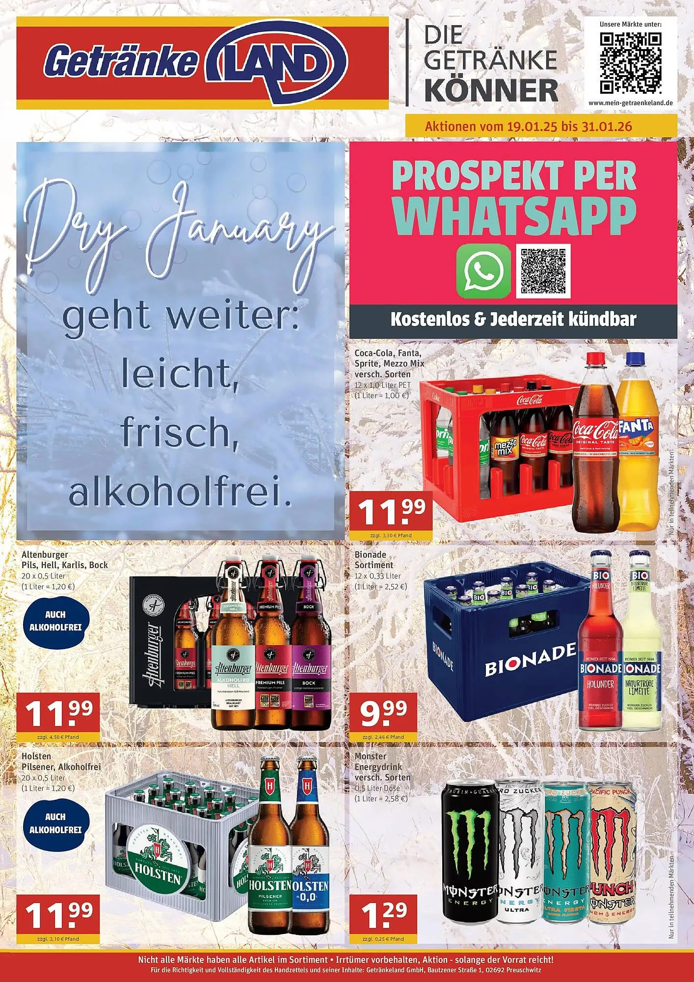 Getränkeland Prospekt von 18. Januar bis 31. Januar 2026 - Prospekt seite 1
