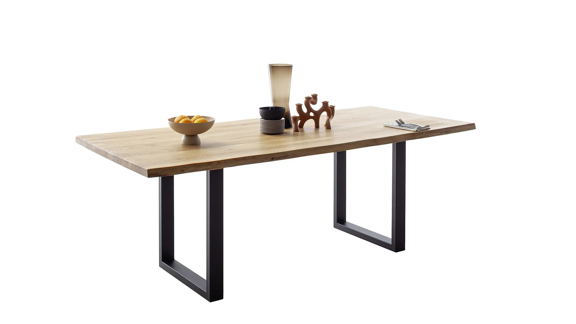 Massivholz Esstisch Rocca mit Baumkante Wildeiche