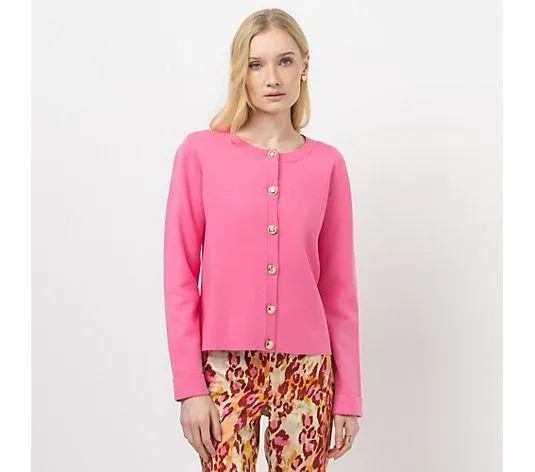 Wählen Sie Ihre Variante: STEFFEN SCHRAUT Cardigan Rundhalsausschnitt Schmuckknöpfe gerade kurze Form