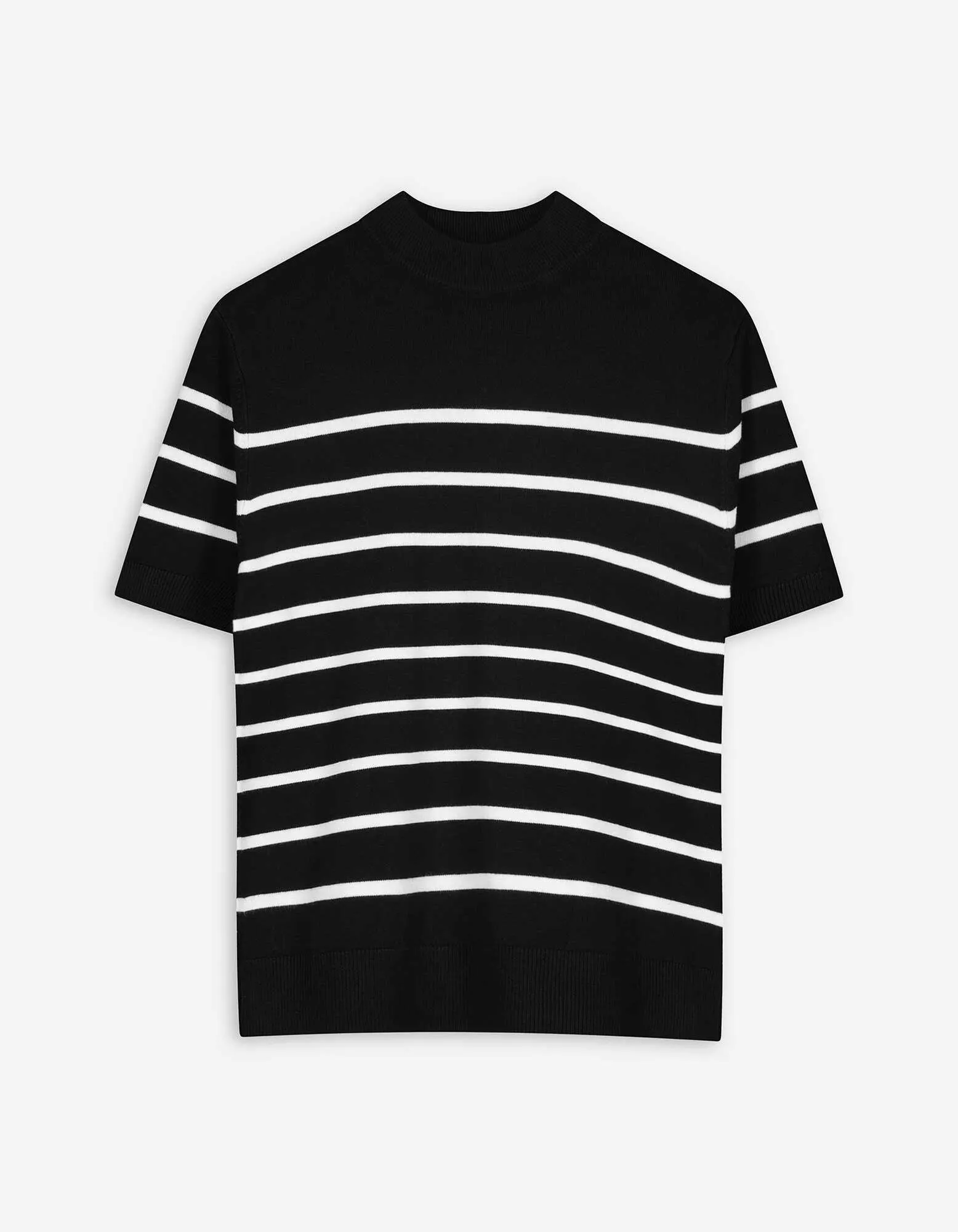 Strickshirt - Stehkragen - schwarz