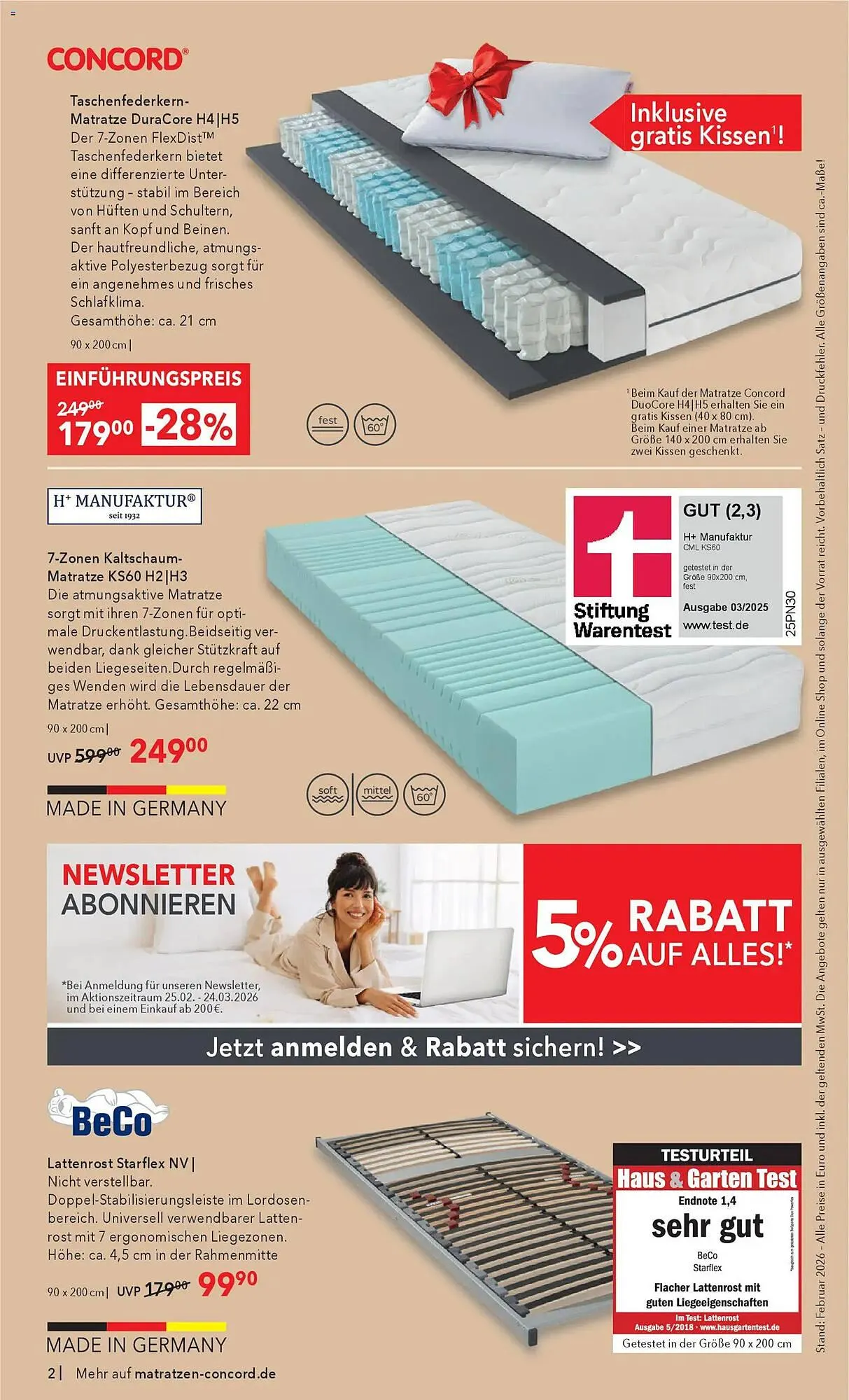 Matratzen Concord Prospekt von 25. Februar bis 24. März 2026 - Prospekt seite 2