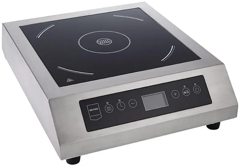 METRO Professional Induktionskochfeld XL GIC3140, Edelstahl, 39x49.5x13.3cm, max. Durchmesser von 32 cm, LED-Anzeige, Temperaturber.: 60–240°C, silber