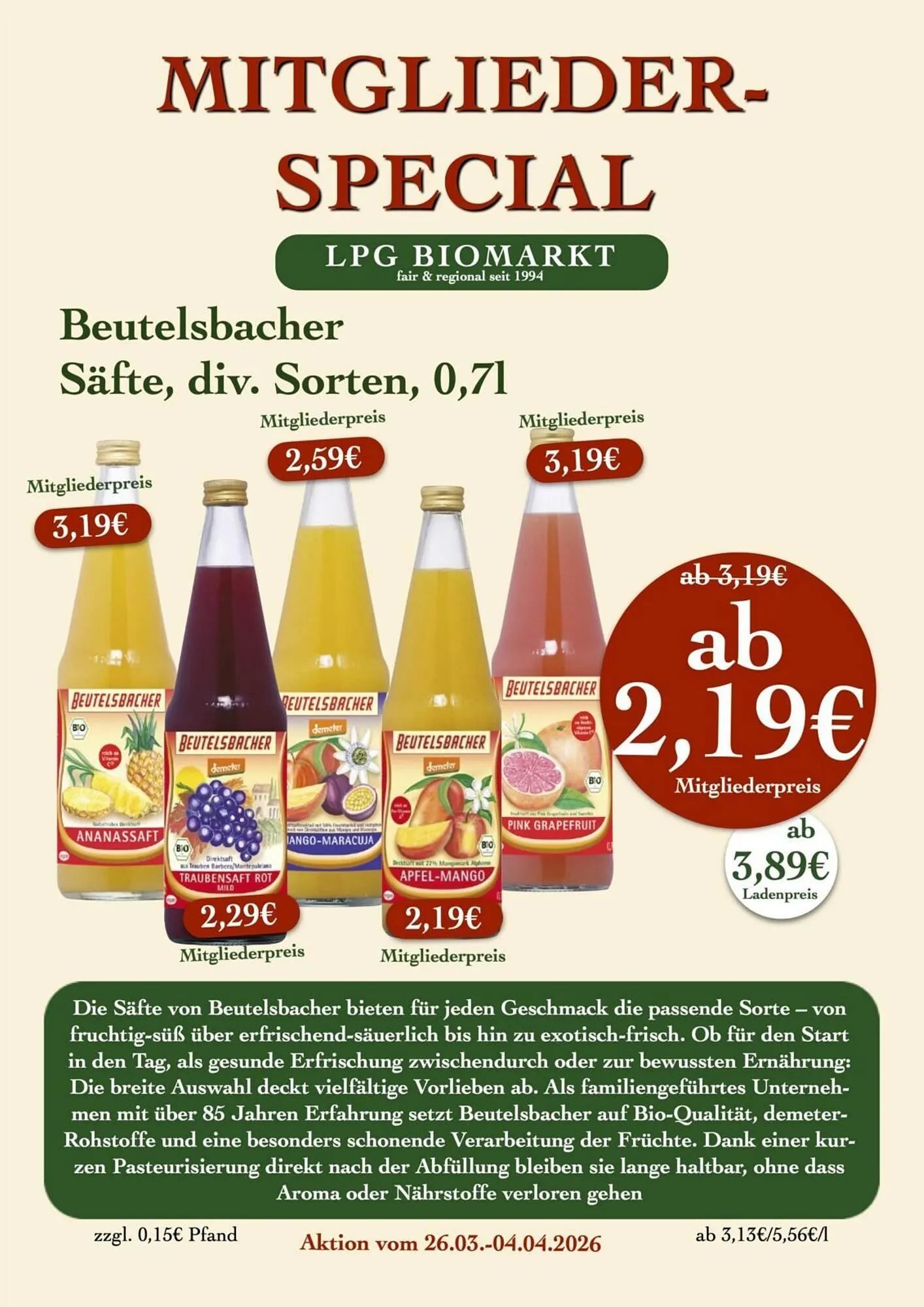 LPG Biomarkt Prospekt von 26. März bis 1. April 2026 - Prospekt seite 13