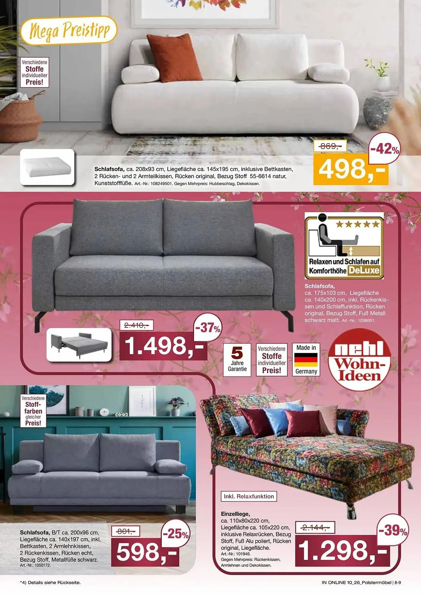 Möbel Inhofer Prospekt von 16. April bis 2. Mai 2026 - Prospekt seite 9