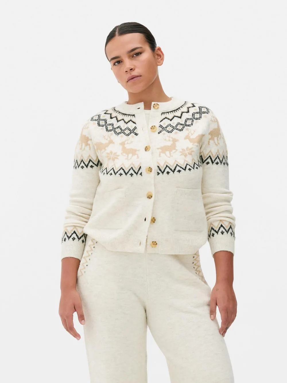 Weihnachtlicher Cardigan mit Norwegermuster