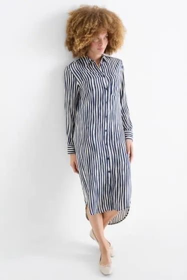 Viscose shirt dress - striped