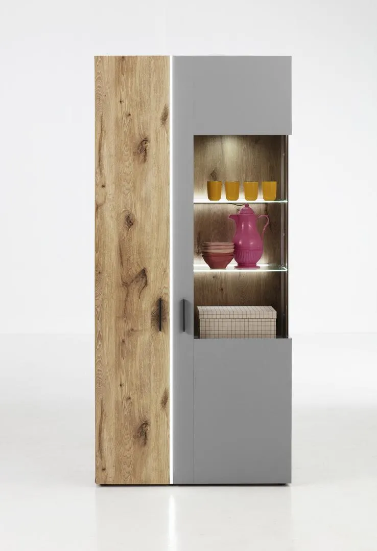 Vitrine BAVENO 91x200 cm Braun/Grau