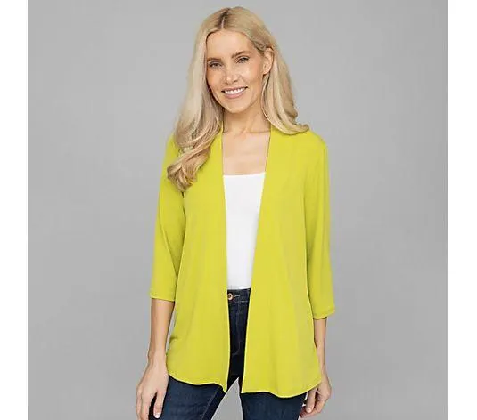 KIM & CO. Cardigan, 3/4-Arm Brazil Knit Jersey offene Front figurumspielend